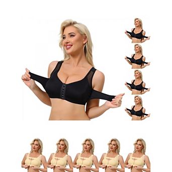 10 Packs Women's Front Closure Posture Wireless Back Support Full Coverage Bra Bosom Support Band