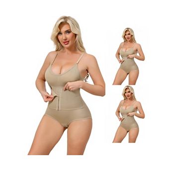 3 Packs Women's Front Hook Bodysuits Tummy Control V Neck Push Up Camisoles Hip Lifting Shapewear