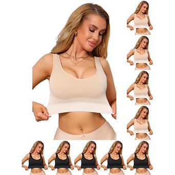 10 Packs Women's U-Neck Sports Bra Seamless Breathable Fitness Workout Wide Strap Padded Tank Top