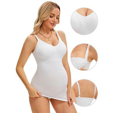 10 Packs Women's Nursing Cami with Adjustable Straps Breastfeeding V Neck Built-In Bra Vest