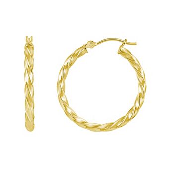 Jewelry Essentials 14k Gold 25 mm Arched Wire Twist Hoop Earrings