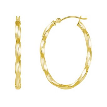 Jewelry Essentials 14k Gold 30 mm Oval Twist Hoop Earrings