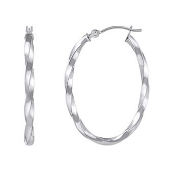 Jewelry Essentials 14k Gold 30 mm Oval Twist Hoop Earrings