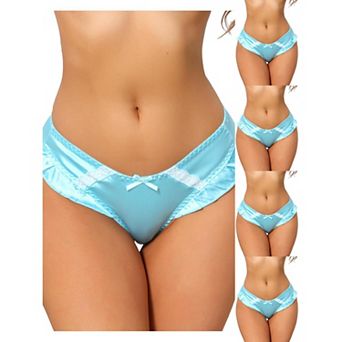 5 Packs Women's Frill Trim Panties Low Rise Cute Ruffle Underwear Satin Silky Smooth Briefs