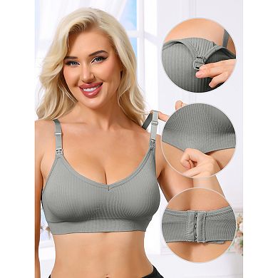 5 Packs Nursing Bras for Women Breastfeeding Wireless Pregnancy V Neck Adjustable Straps Bra