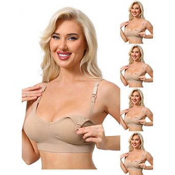 5 Packs Nursing Bras for Women Breastfeeding Wireless Pregnancy V Neck Adjustable Straps Bra