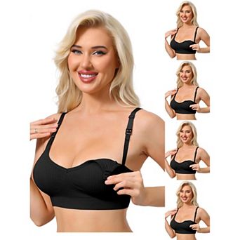 5 Packs Nursing Bras for Women Breastfeeding Wireless Pregnancy V Neck Adjustable Straps Bra