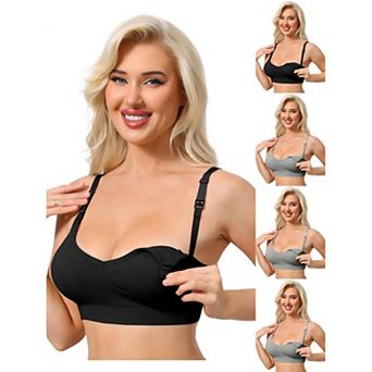 5 Packs Nursing Bras for Women Breastfeeding Wireless Pregnancy V Neck Adjustable Straps Bra