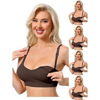 5 Packs Nursing Bras for Women Breastfeeding Wireless Pregnancy V Neck Adjustable Straps Bra