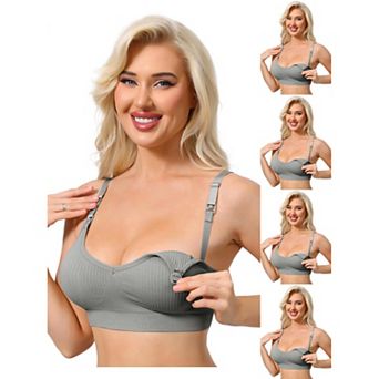 5 Packs Nursing Bras for Women Breastfeeding Wireless Pregnancy V Neck Adjustable Straps Bra
