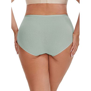 5 Packs Women's High Rise Cotton Underwear Full Coverage Lace Briefs
