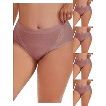 5 Packs Women's High Rise Cotton Underwear Full Coverage Lace Briefs