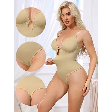 5 Packs Women's Deep V Shapewear Tummy Control Leotard Sleeveless Adjustable Straps Thong Bodysuits