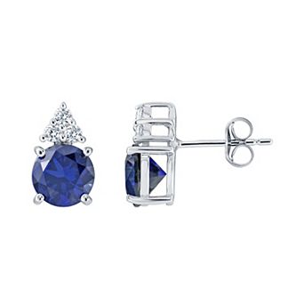 Celebration Gems Rhodium-Plated Sterling Silver Gemstone Stud Earrings