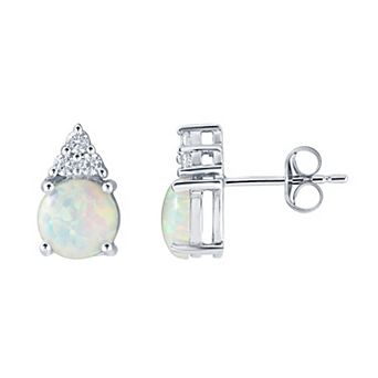 Celebration Gems Rhodium-Plated Sterling Silver Gemstone Stud Earrings