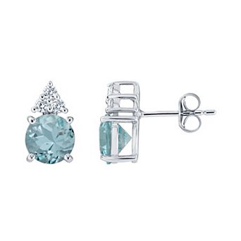 Celebration Gems Rhodium-Plated Sterling Silver Gemstone Stud Earrings