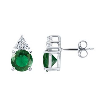 Celebration Gems Rhodium-Plated Sterling Silver Gemstone Stud Earrings