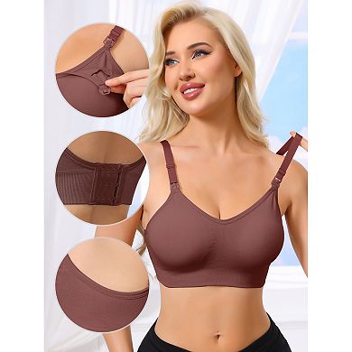 5 Packs Women's Full Coverage Adjustable Buckled Straps Nursing Bra V-Neck Wireless Bralettes