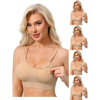 5 Packs Women's Full Coverage Adjustable Buckled Straps Nursing Bra V-Neck Wireless Bralettes