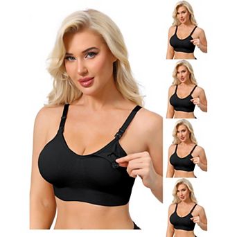 5 Packs Women's Full Coverage Adjustable Buckled Straps Nursing Bra V-Neck Wireless Bralettes