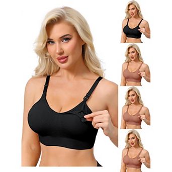 5 Packs Women's Full Coverage Adjustable Buckled Straps Nursing Bra V-Neck Wireless Bralettes