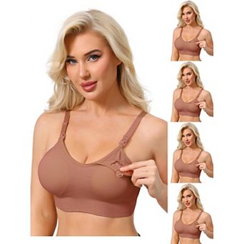 5 Packs Women's Full Coverage Adjustable Buckled Straps Nursing Bra V-Neck Wireless Bralettes
