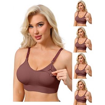 5 Packs Women's Full Coverage Adjustable Buckled Straps Nursing Bra V-Neck Wireless Bralettes