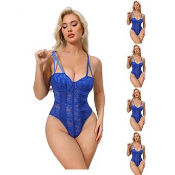5 Packs Women's Mesh Lace Bodysuit Sheer Underwired Bustier Corset Shapewear Straps Thongs Leotard