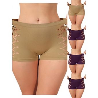 5 Packs Women's Mid Rise Boyshorts Hollow Stretchy Hip Lifter Slip Shorts Under Dresses Underwear