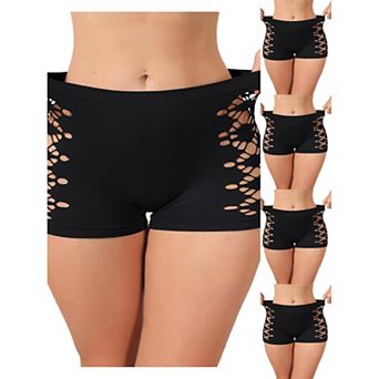5 Packs Women's Mid Rise Boyshorts Hollow Stretchy Hip Lifter Slip Shorts Under Dresses Underwear
