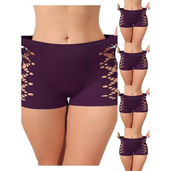 5 Packs Women's Mid Rise Boyshorts Hollow Stretchy Hip Lifter Slip Shorts Under Dresses Underwear