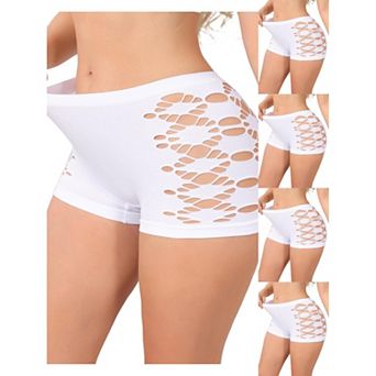 5 Packs Women's Mid Rise Boyshorts Hollow Stretchy Hip Lifter Slip Shorts Under Dresses Underwear