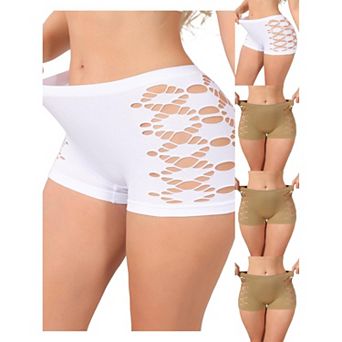 5 Packs Women's Mid Rise Boyshorts Hollow Stretchy Hip Lifter Slip Shorts Under Dresses Underwear