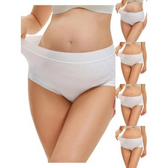 5 Packs Women's High Waist Cotton Maternity Underwear Soft Jacquard Texture Briefs