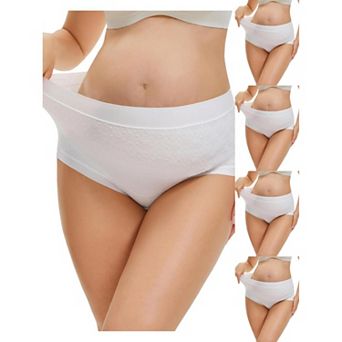 5 Packs Women's High Waist Cotton Maternity Underwear Soft Jacquard Texture Briefs