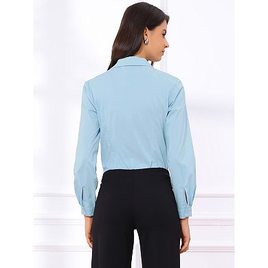 2 Packs Women's Button Down Shirt Bodysuit Long Sleeve Leotard Shirts Work Collared Bodysuits Top