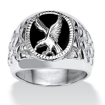 Men's Onyx Eagle Nugget Platinum-Plated Ring