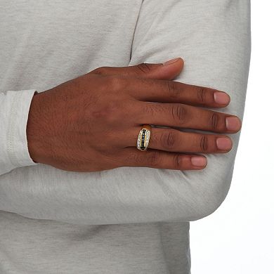 Men's 1.95 TCW Sapphire and CZ Ring in 14k Gold-Plated
