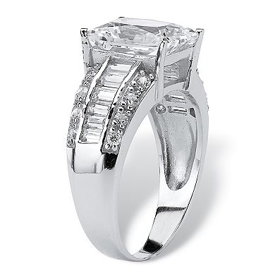 4.95 TCW Emerald-Cut Cubic Zirconia Ring in Platinum-Plated