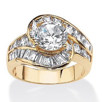 4.79 TCW Round Cubic Zirconia Bypass Ring in 14k Gold-Plated