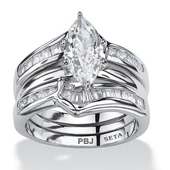 3.57 ct w. Cubic Zirconia Platinum-Plated 2 pc Bridal Ring Set