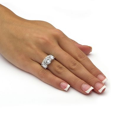 2 Piece 5.66 TCW CZ Bridal Ring Set in Platinum-Plated