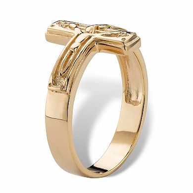 Men's 14k Gold-Plated Horizontal Crucifix Cross Ring