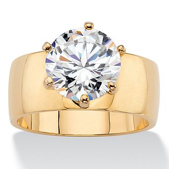 4.0 ct w. 14k Gold-Plated Cubic Zirconia Solitaire Ring