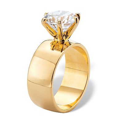 4.0 Cttw. 14k Gold-Plated Cubic Zirconia Solitaire Ring