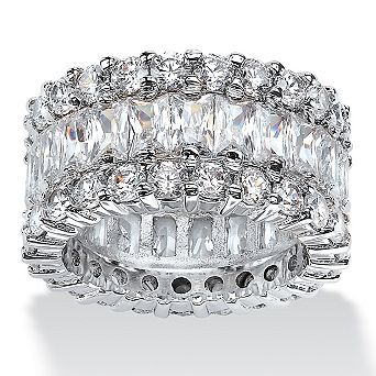 12.42 TCW Baguette-Cut Cubic Zirconia Platinum-Plated Eternity Ring