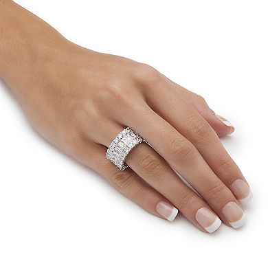 12.42 TCW Baguette-Cut Cubic Zirconia Platinum-Plated Eternity Ring