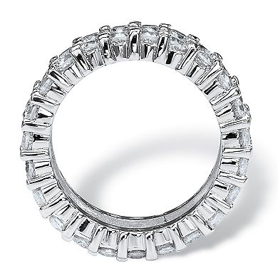 12.42 TCW Baguette-Cut Cubic Zirconia Platinum-Plated Eternity Ring