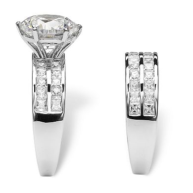 5.84 TCW Cubic Zirconia 2-Piece Platinum-Plated Bridal Ring Set