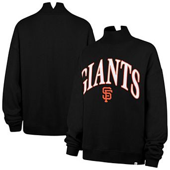 Women's '47 Black San Francisco Giants Oversized Vantage Mock Neck Sweatshirt